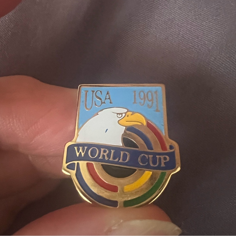 World Cup Vintage USA 1991 Souvenir Lapel, Hat or Jacket Pin,  excellent cond.